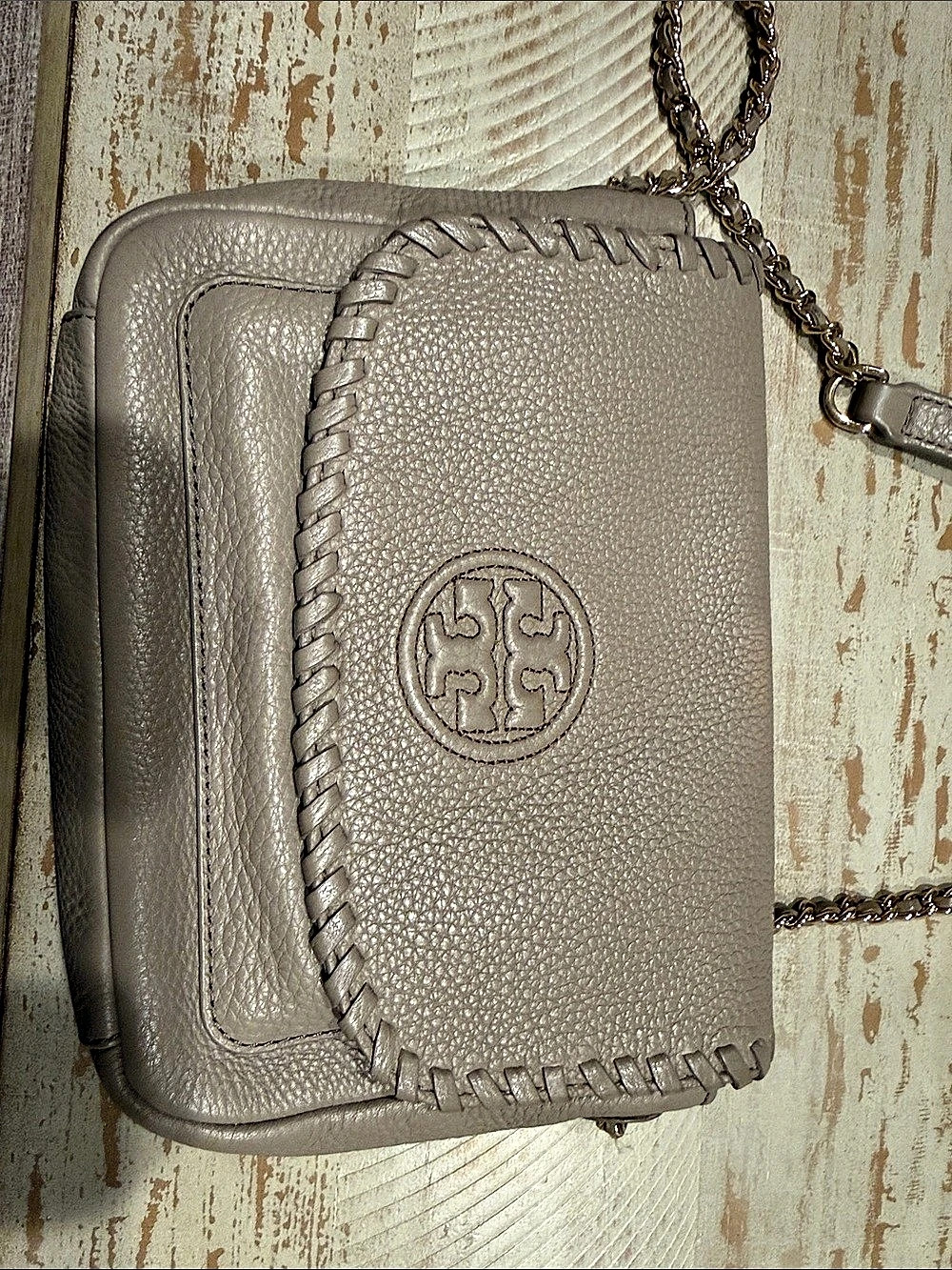 Tory Burch Marion Whipstitch Crossbody Bag Brown
